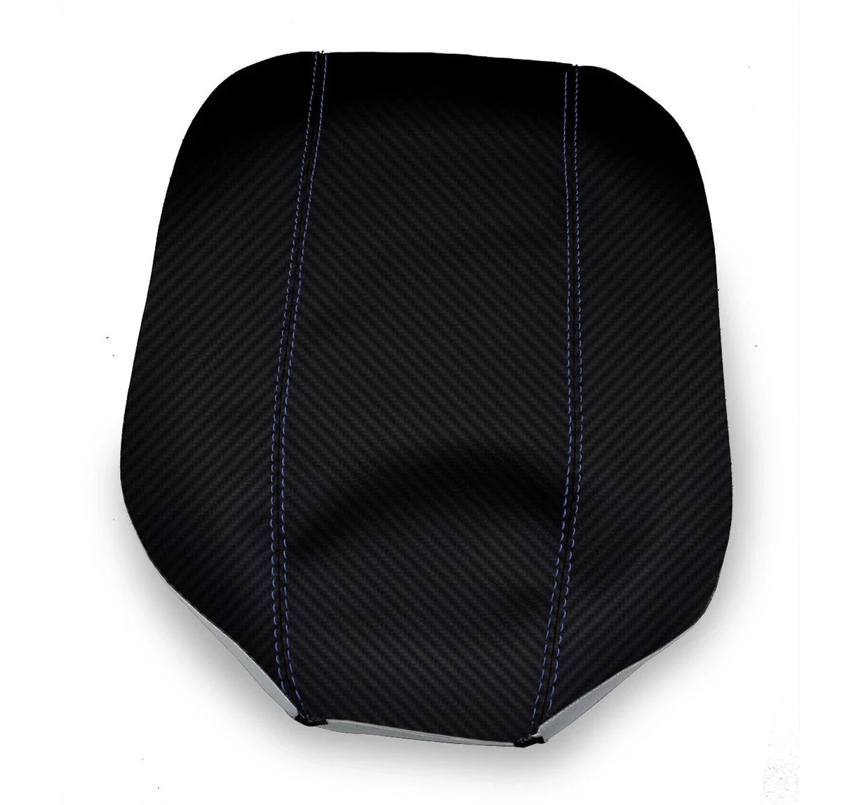 Console Lid Armrest Cover for Hyundai Sonata (2015–2019) Carbon Fiber Blue Stitch