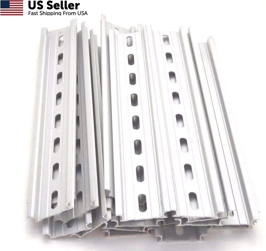 10X DIN Rail Slotted Aluminum 8" Long 35mm Wide (RoHS Compliant)