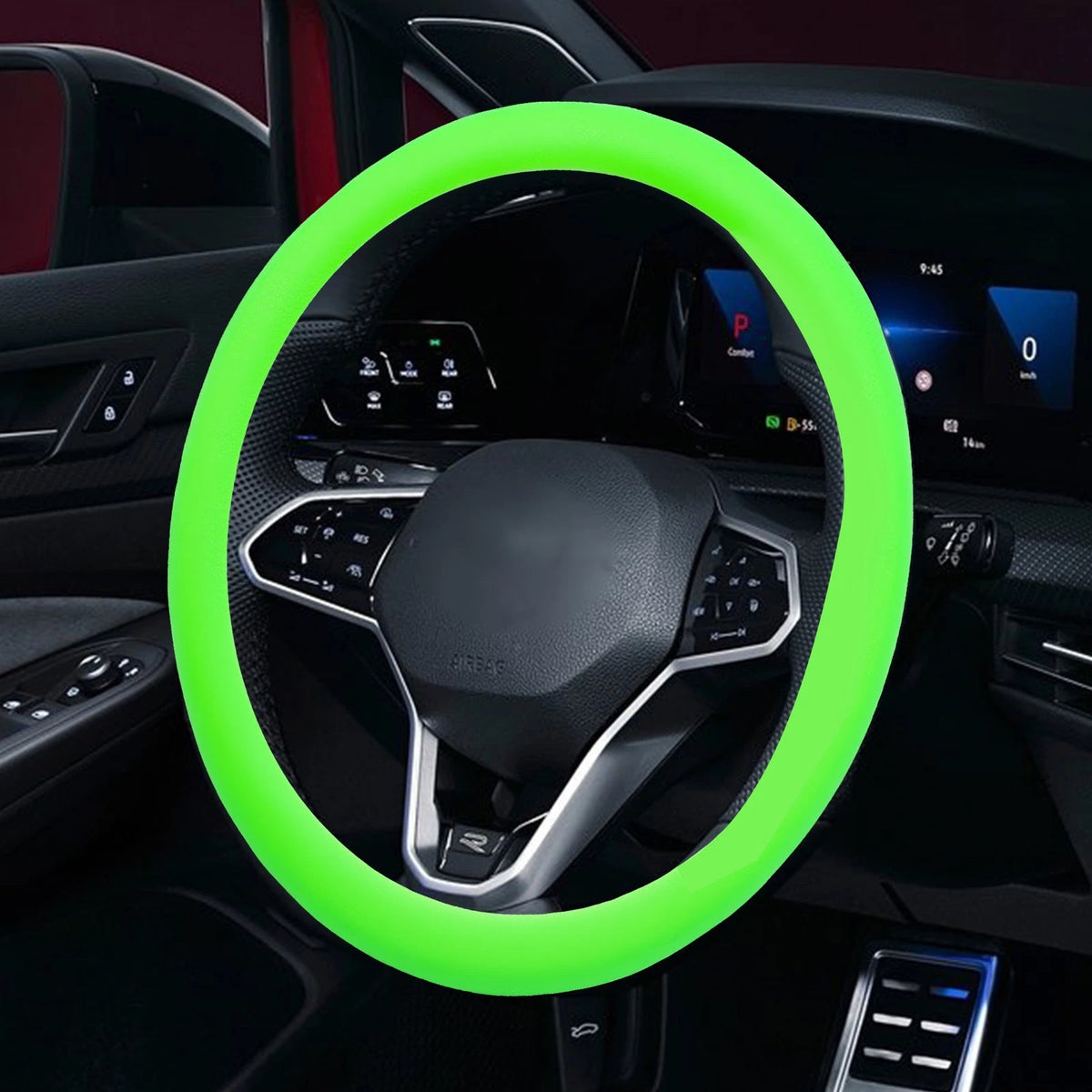 Fluorescent Green Silicone Steering Wheel Cover for Universal Cars