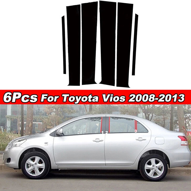 Gloss Black Pillar Posts Window Cover Kit for Toyota Yaris XP90 (2005–2013)