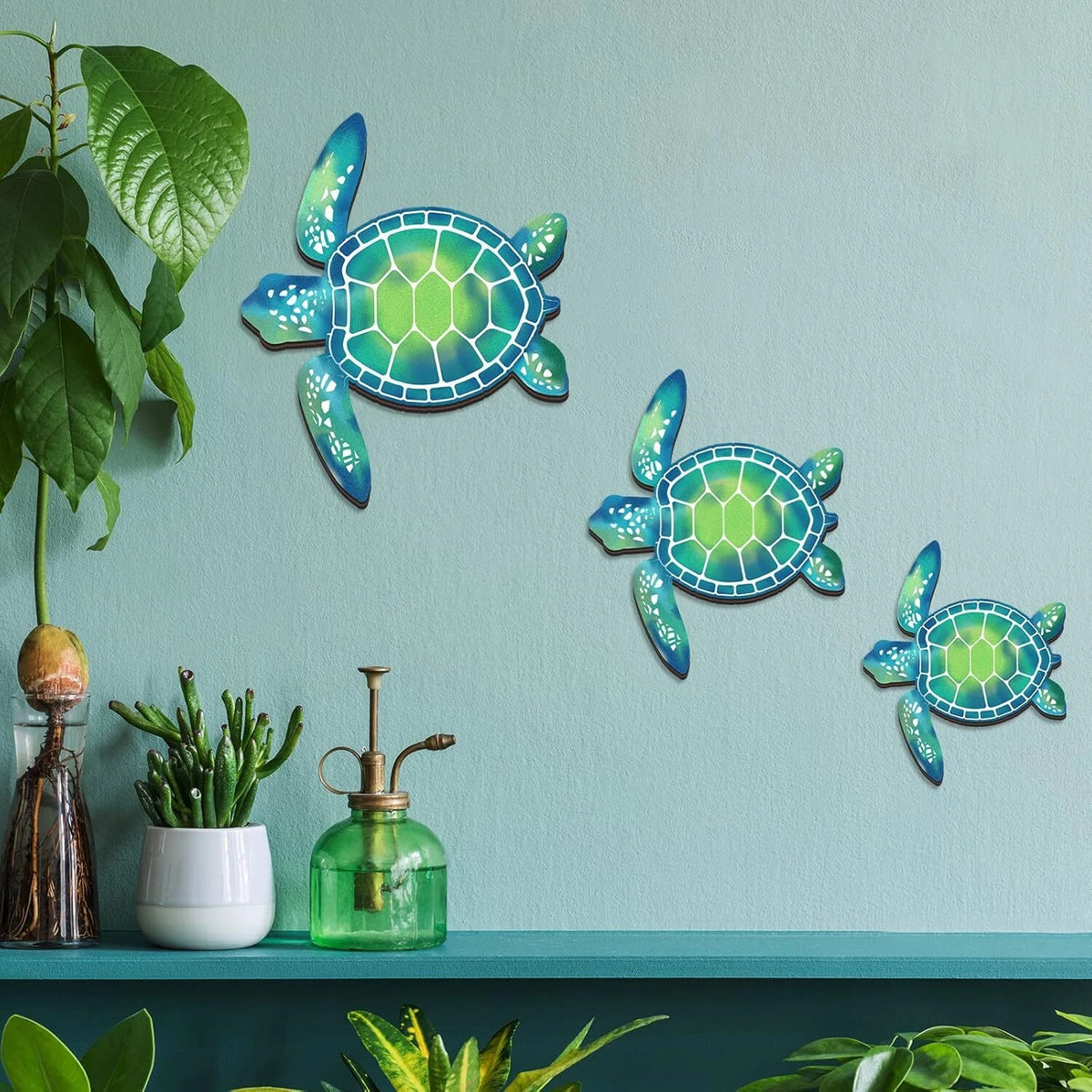 Wooden Sea Turtle Wall Decor Art for Home Decor (3 Sizes)