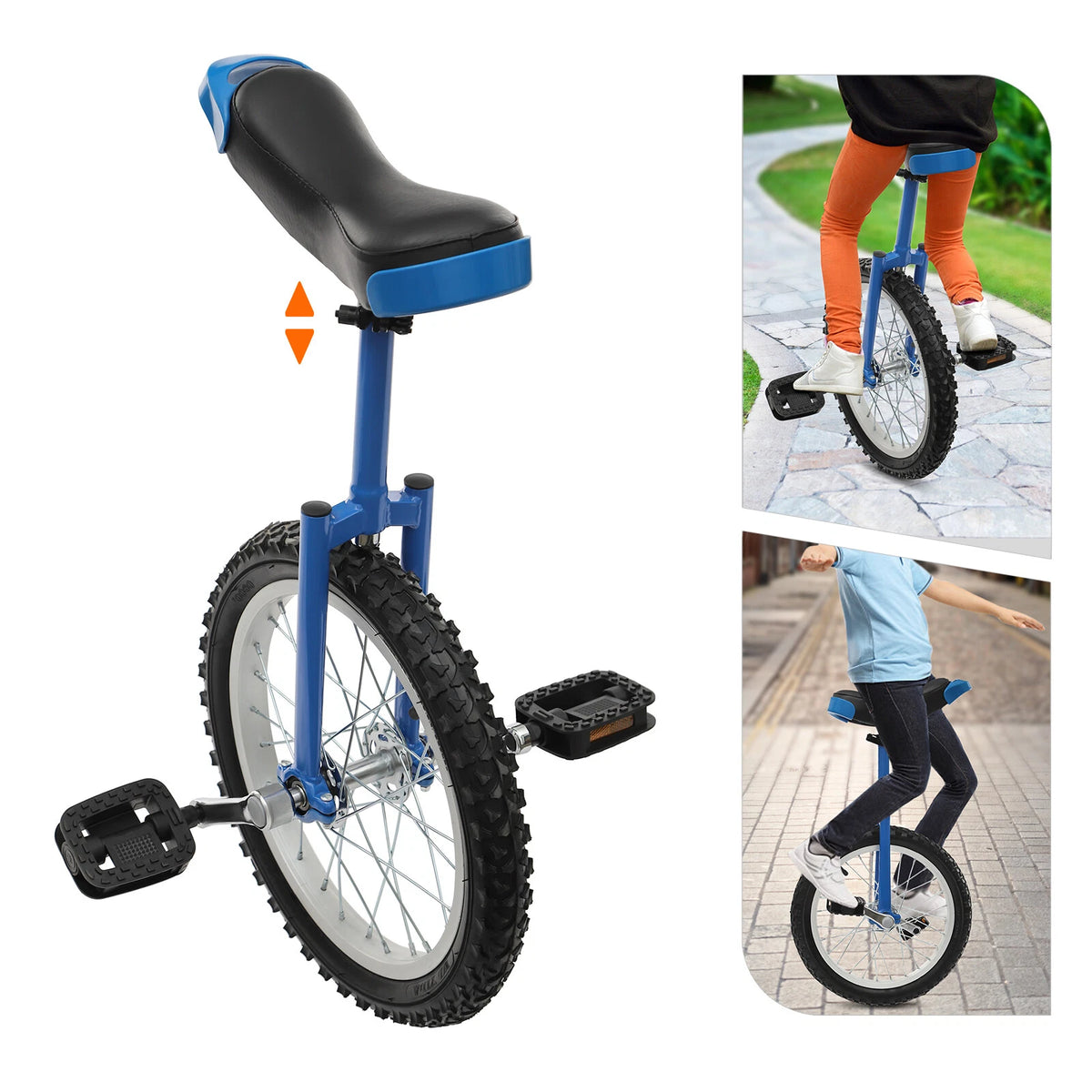 16" Unicycle for Adults Kids - Adjustable Balance Exercise Bike