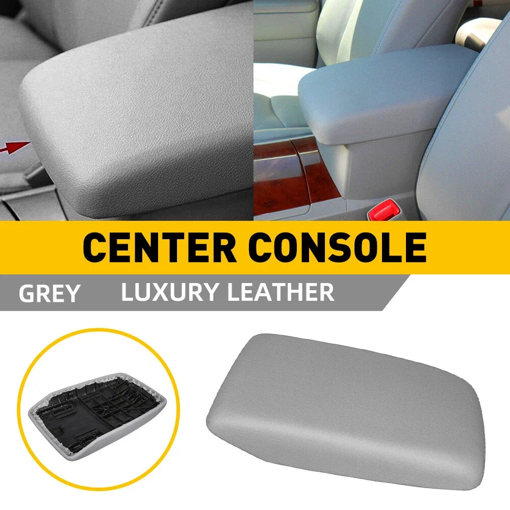 Leather Armrest Cover for Toyota Highlander (2008–2013) Gray Console Lid