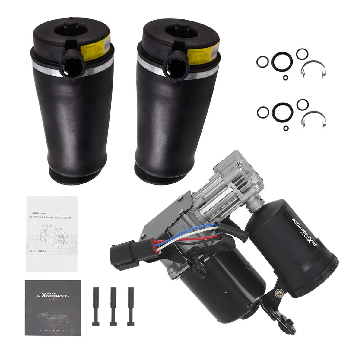 3X Rear Air Spring Bags + Compressor for Ford Expedition, Lincoln Navigator (1998–2002)