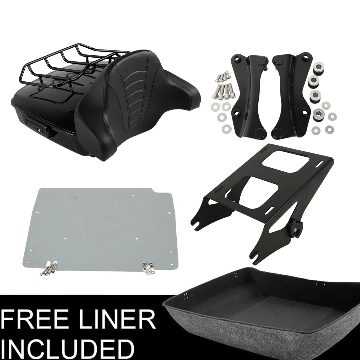 Chopped Trunk Rack Plate Pad & Docking Kit for Harley Touring Road King (2014–2026)