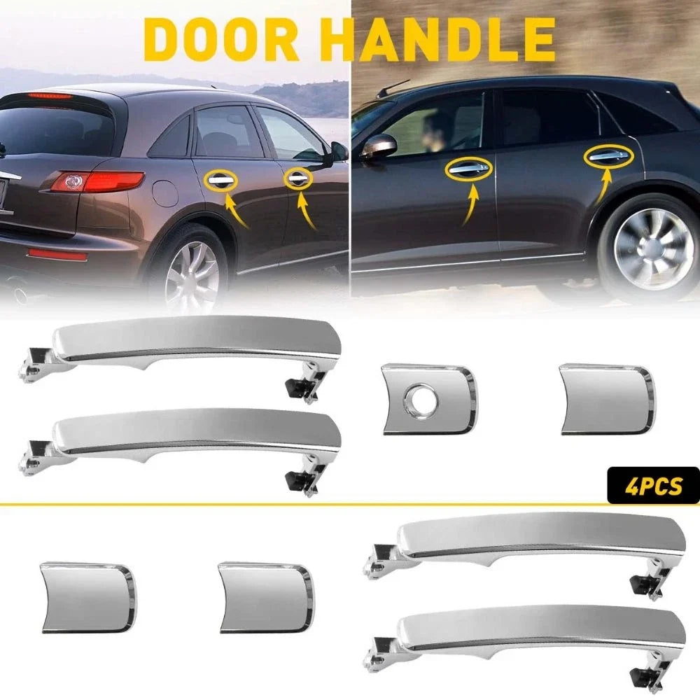 Set of 4 Exterior Door Handles for Nissan Murano (2003–2007) & Rogue (2008–2013)