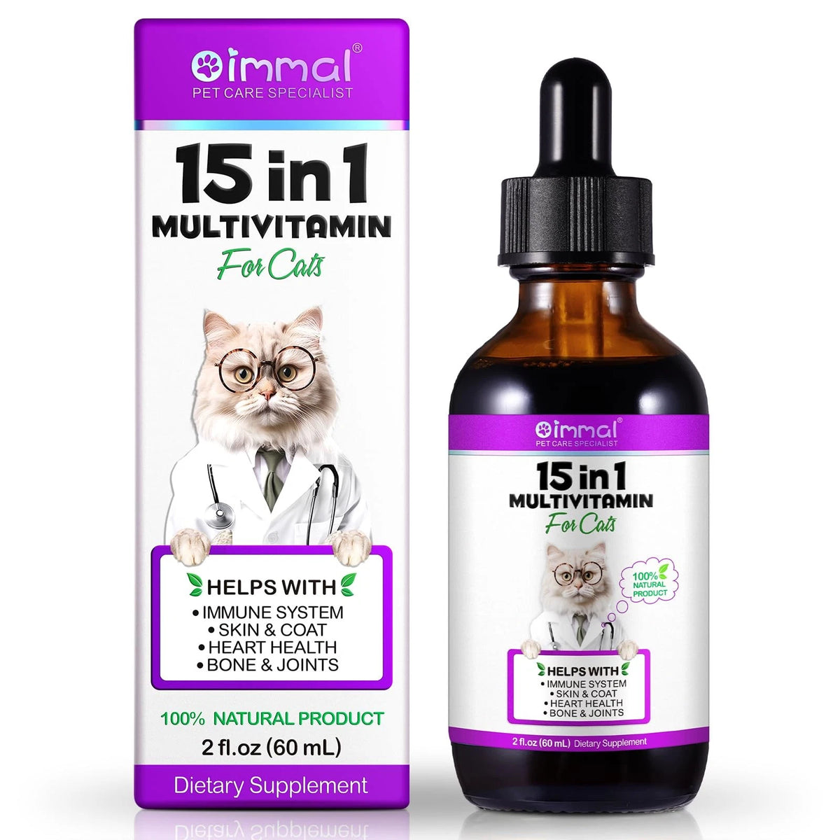 15-in-1 Multivitamin Drops for Cats - Immune Support, Skin & Coat