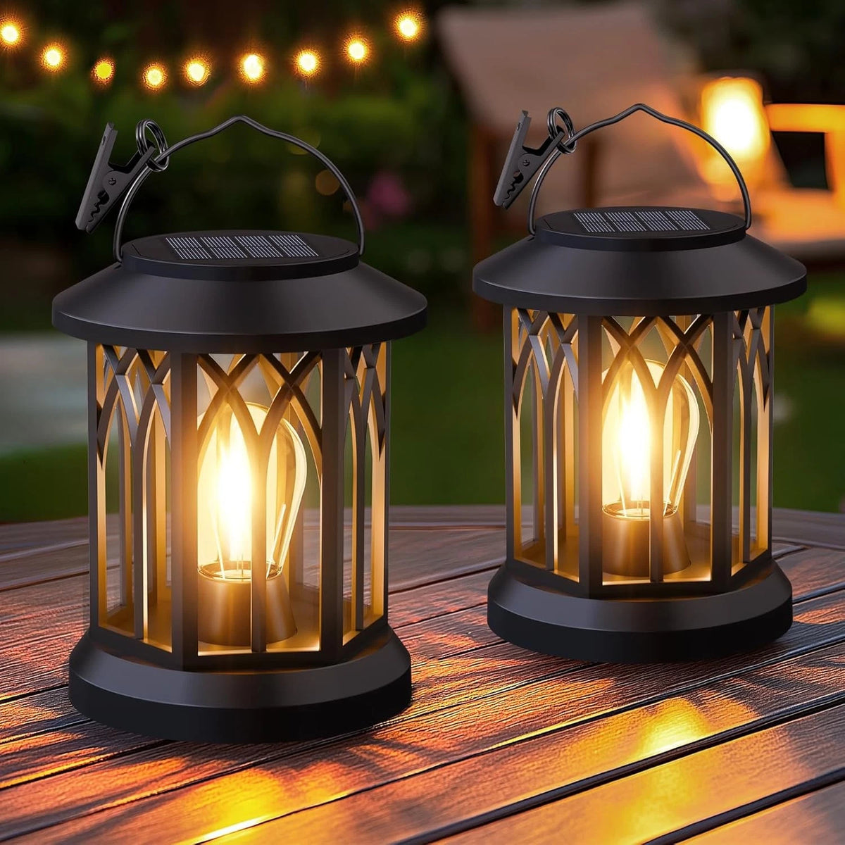 2X Hanging Solar Lanterns for Outdoor Use - Waterproof Decorative Lights