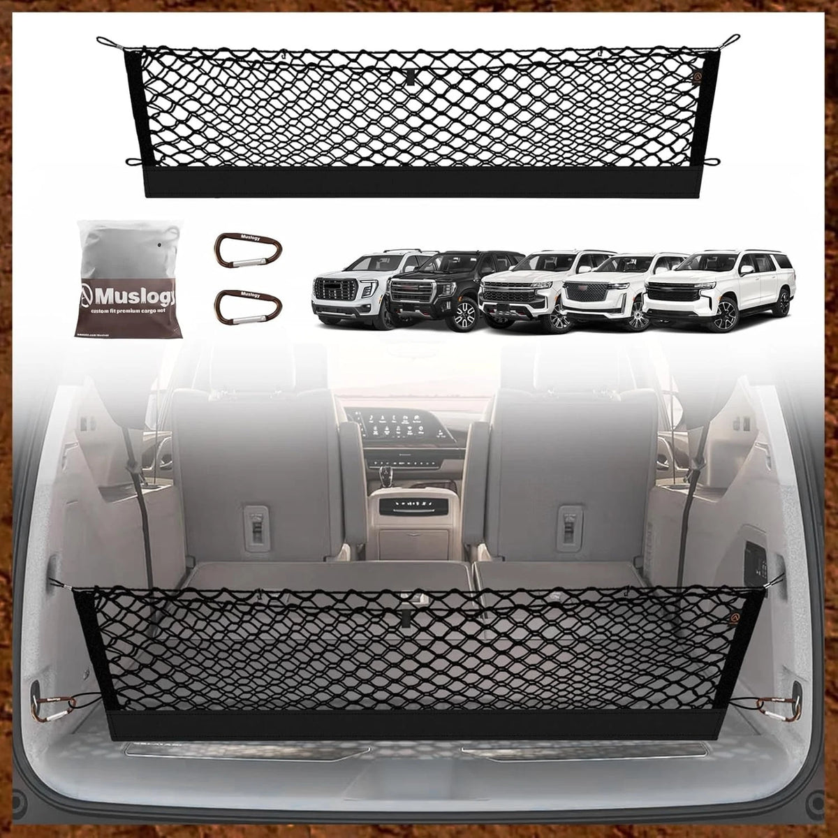 Envelope Style Trunk Cargo Net for Yukon Tahoe Suburban (2021–2023) MUS-SUV-2