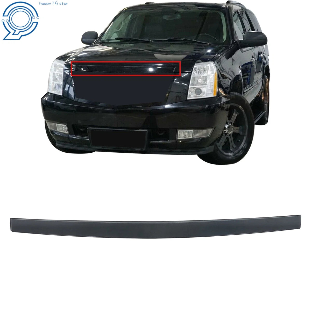 Gloss Black Front Hood Molding Trim for Cadillac Escalade (2007–2014)