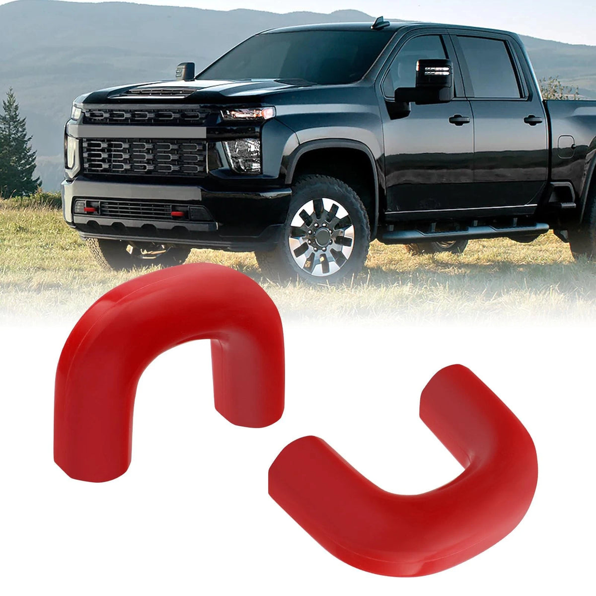 Tow Hook Covers for Silverado 2500/3500 HD (2020–2026) - Red Accessories