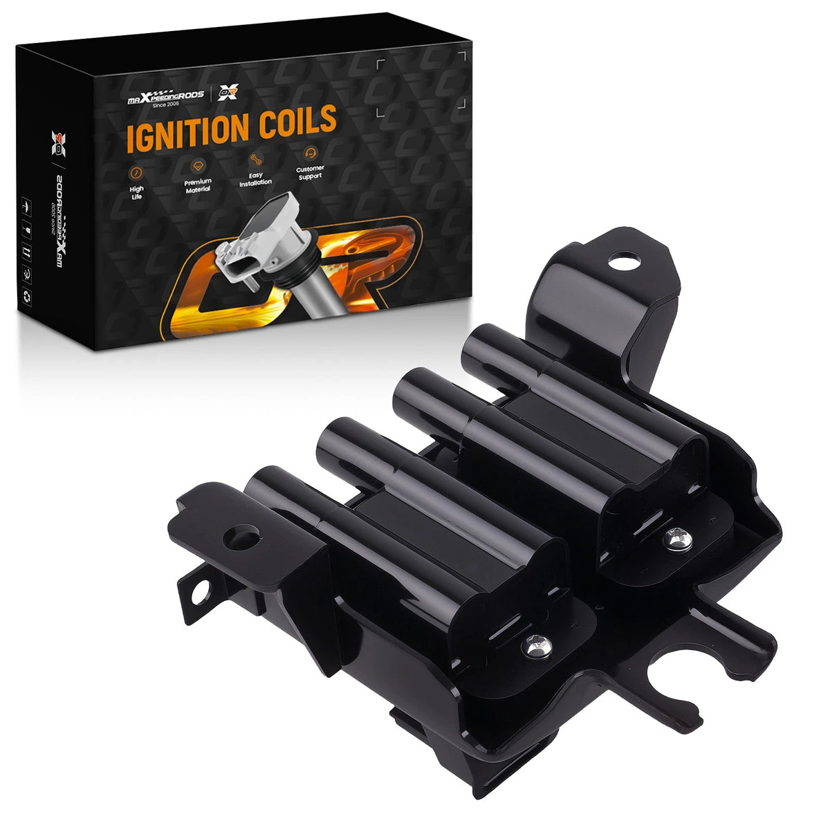 Black Ignition Coil for Chevrolet Silverado 1500 V6 4.3L (2008–2013) FO6QSC