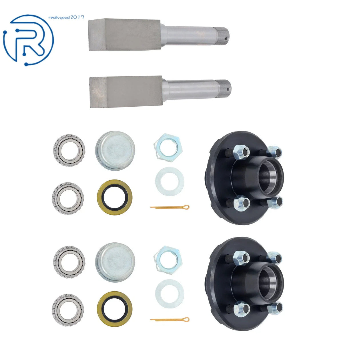 2 Pack Hub Bearing Kits for Boat Trailer 4 on 4" (2000 lbs, 1" Square BT8)