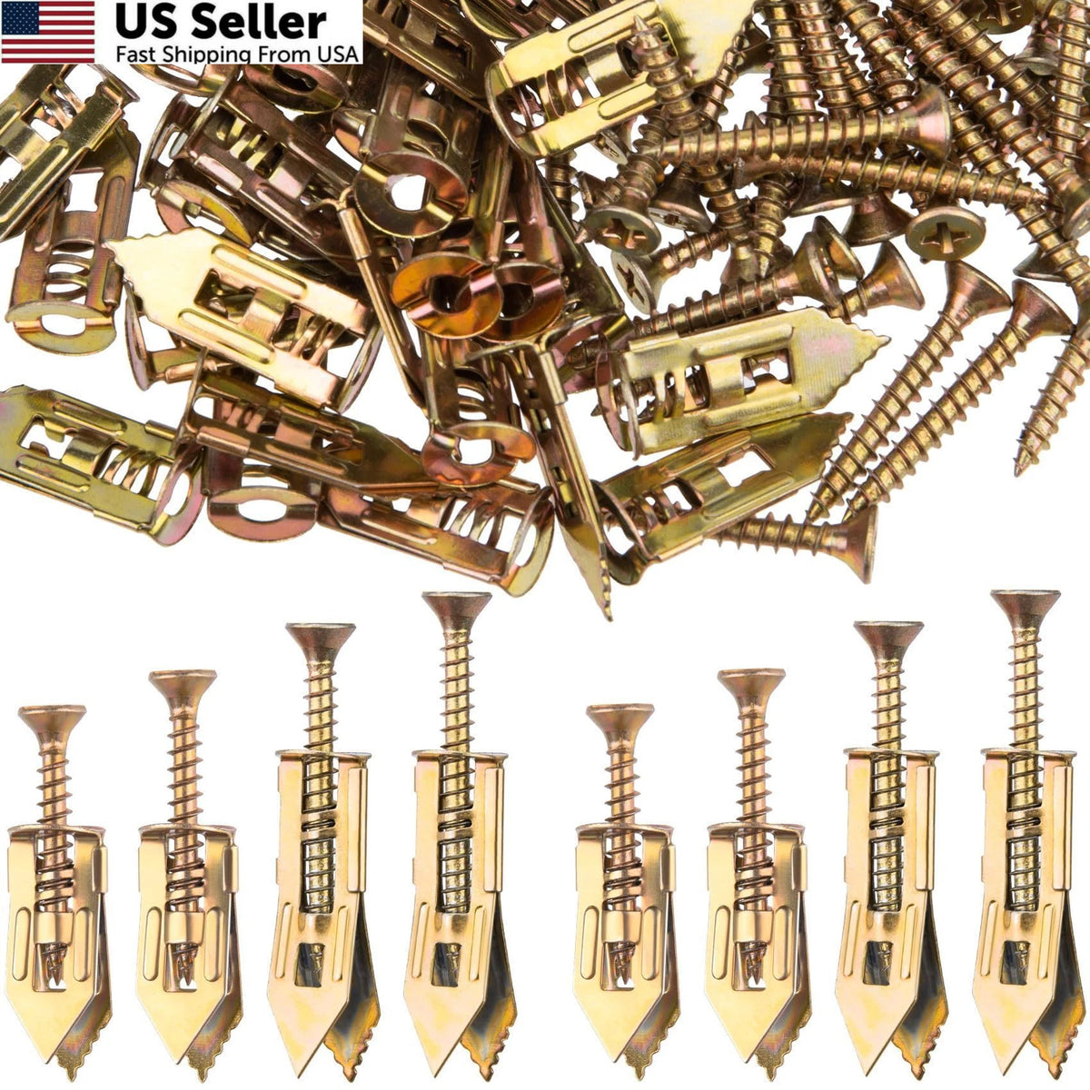 80 Pcs Self-Drilling Anchors and Screws - Gold