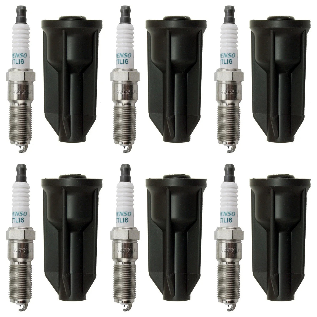 Set of 6 Denso Iridium Spark Plugs & NGK Coil Boots for Envoy (2002–2009)