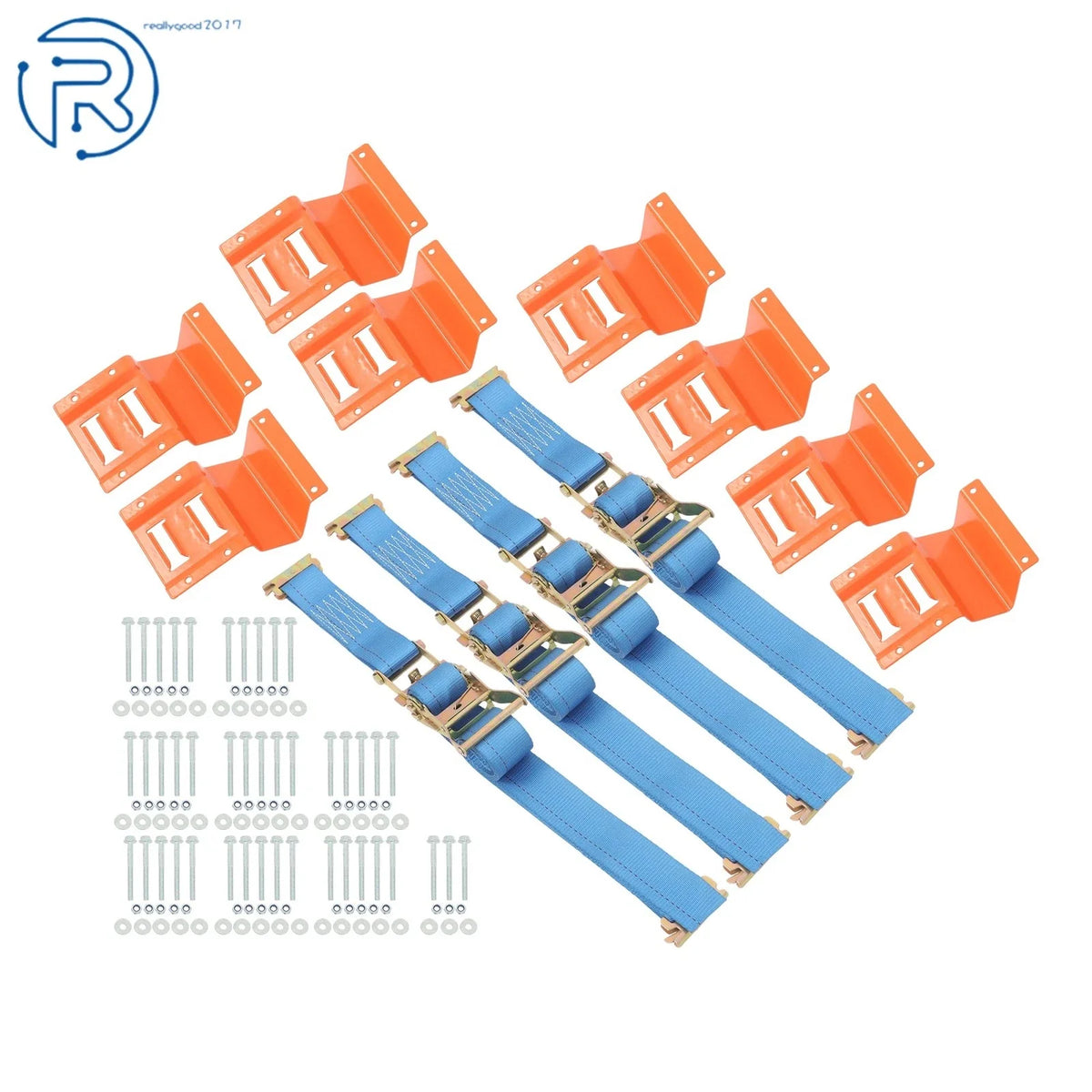 Set of 2 Trailer Ratchet Straps for E-Track Wheel Chock (8')