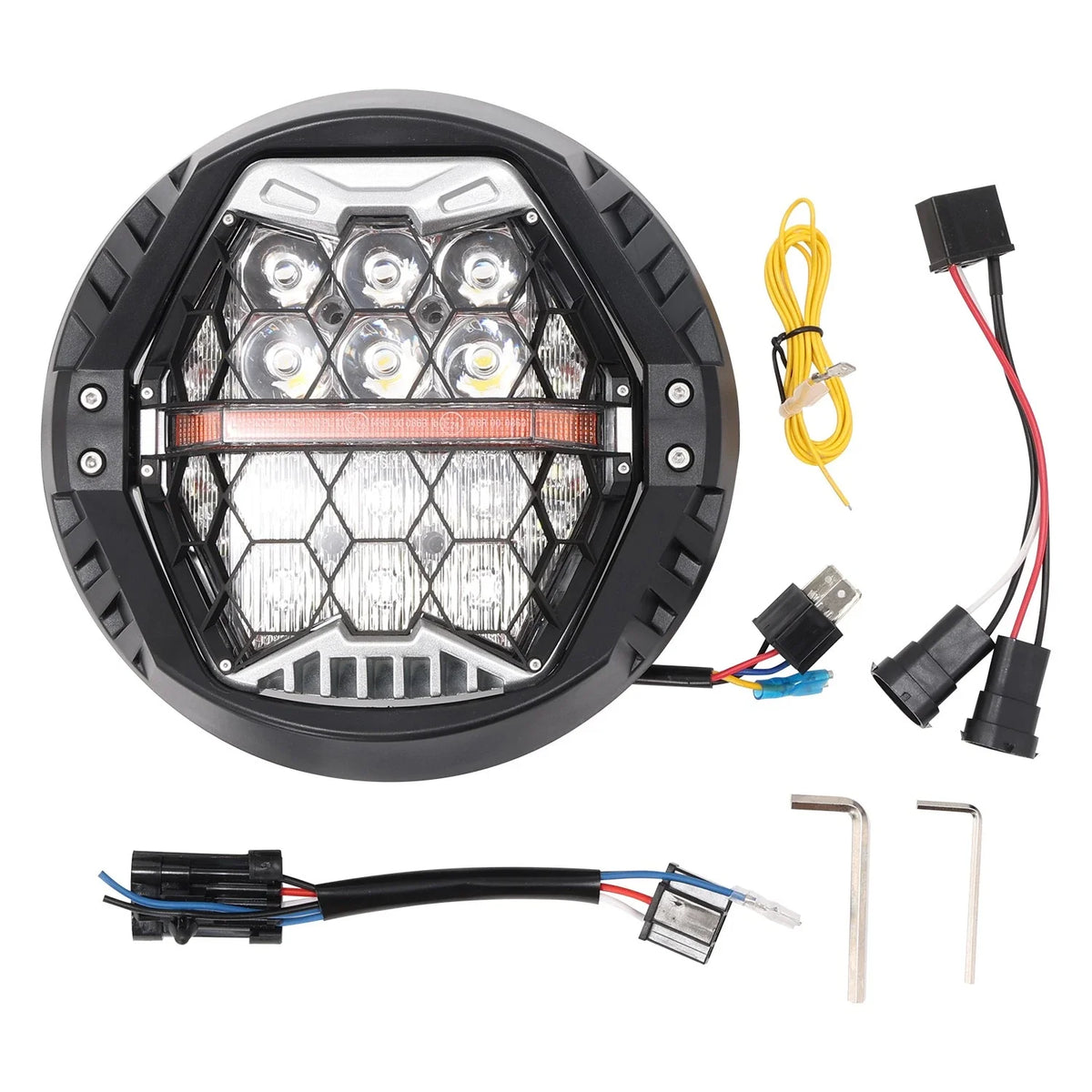 Plug & Play LED Headlight with Amber DRL for Harley Street Glide (2014–2024)