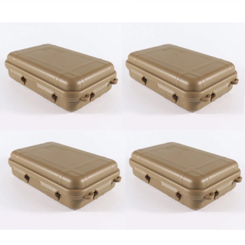 Set of 4 Waterproof Brown Plastic Sealed Storage Boxes Dust-proof Outdoor