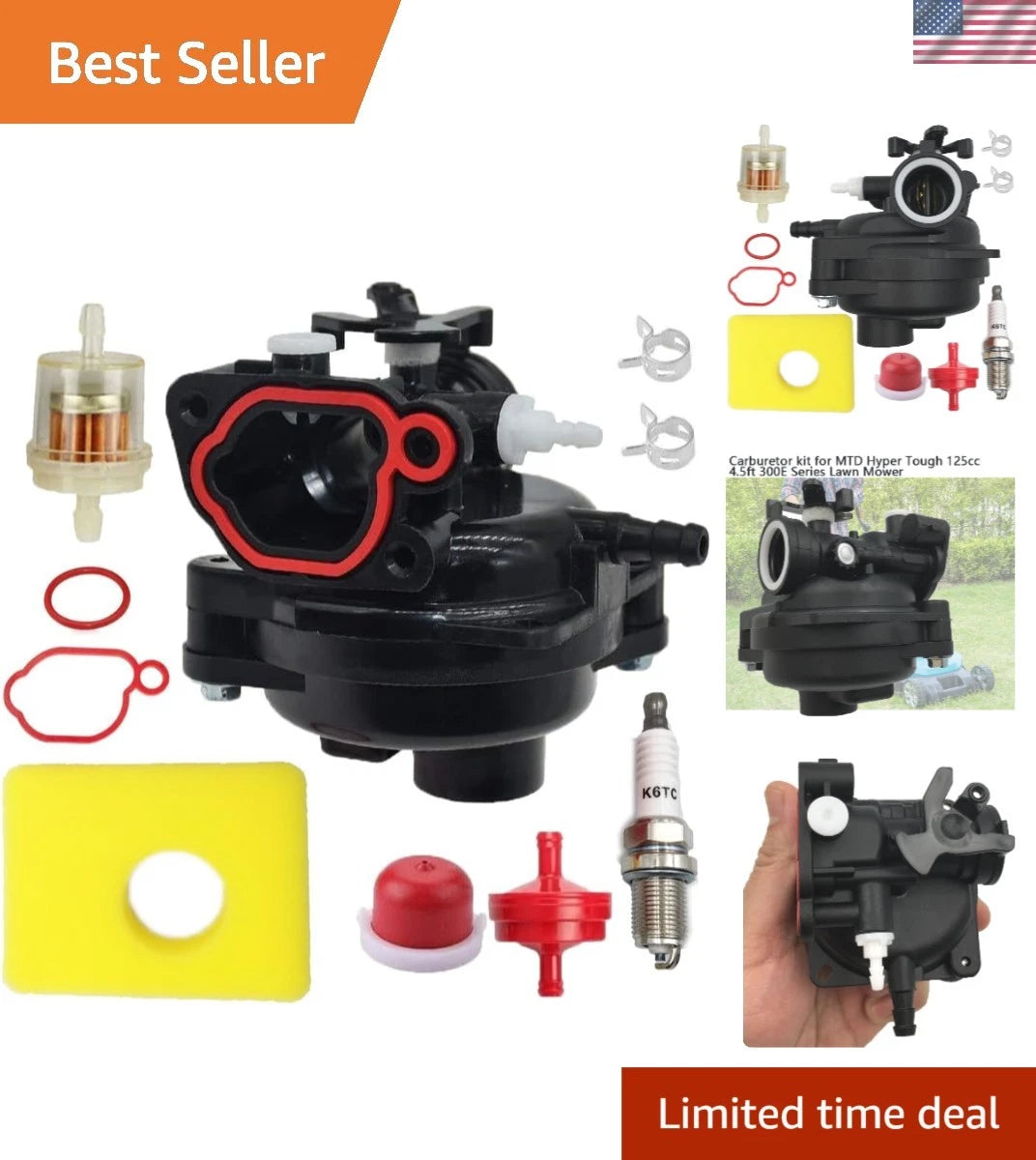 Carburetor Kit for MTD Hyper Tough 125cc Lawn Mowers