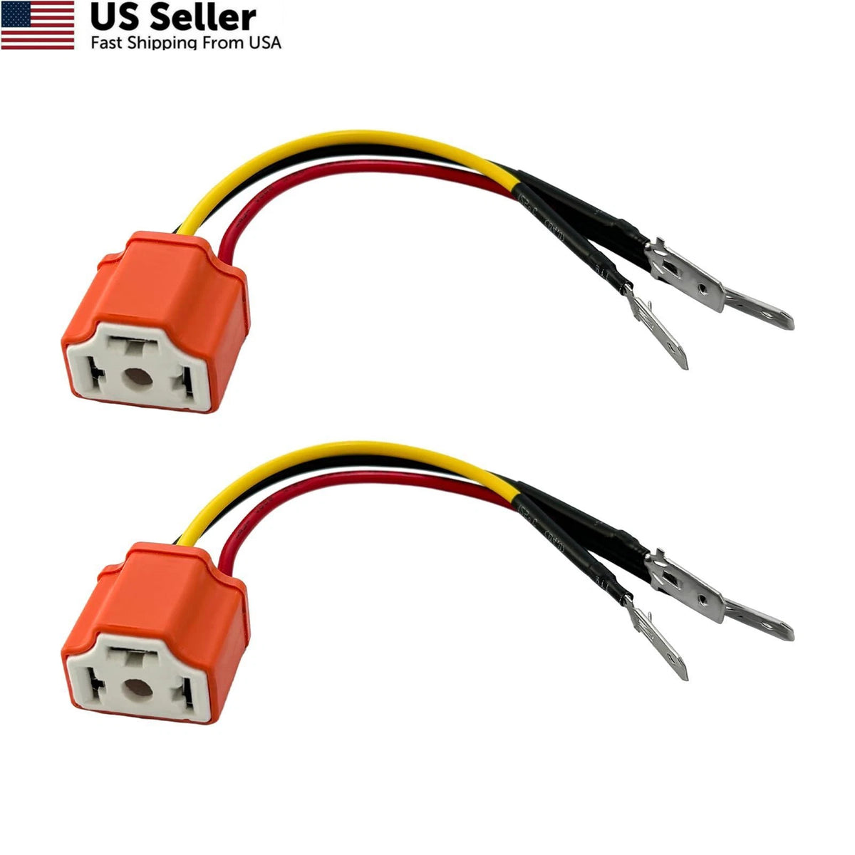 2X H4 9003 HB2 Ceramic Headlight Wiring Harness Socket Pigtail