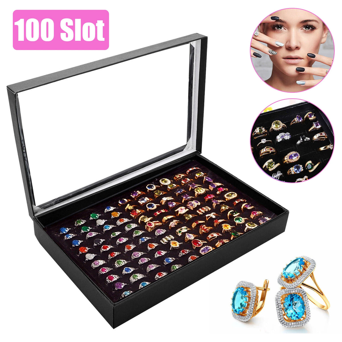 Jewelry Ring Display Organizer Tray Holder for