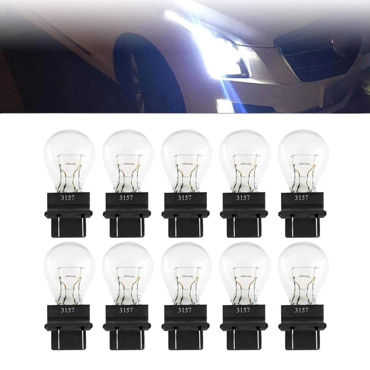 10 Pack 3157 Brake Light Bulbs for Universal Vehicles (12V 21/5W)
