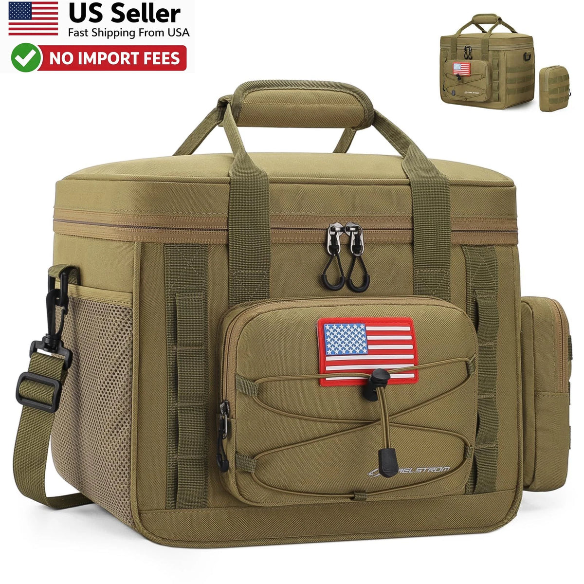 Insulated Lunch Box Cooler for Tactical Use (15L, 20 Cans) Khaki