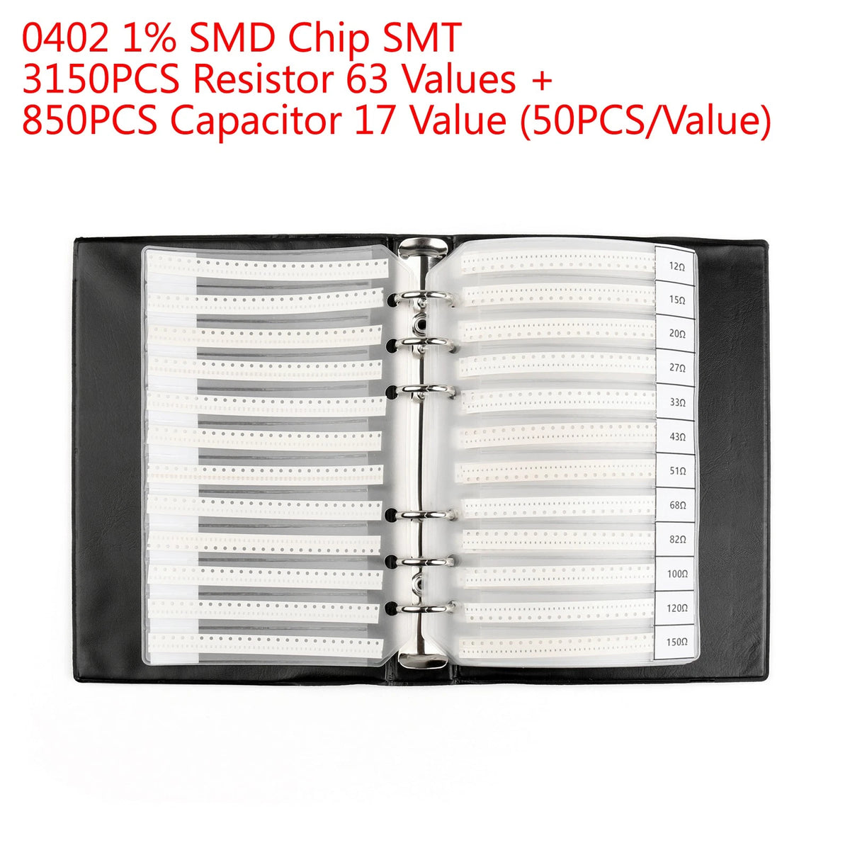 4000X 0402 1% SMD Chip SMT Resistor Sample Book with 63 Values & 17 Capacitors