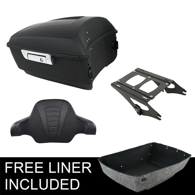 Matte Black 13.7" King Trunk Backrest Mount Rack for Harley Touring (2014–2026)
