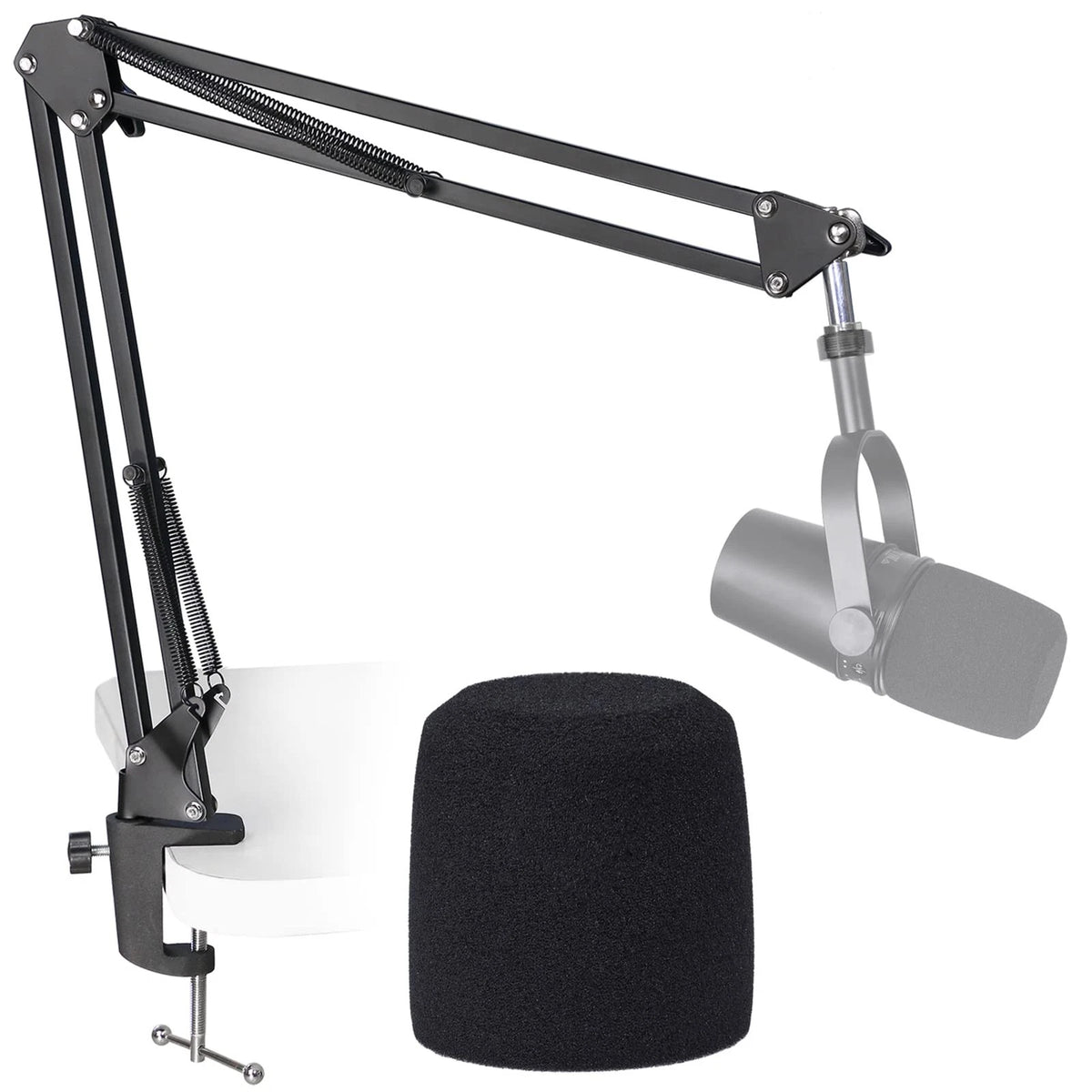 MV7 Boom Arm Mic Stand with Pop Filter for Universal Use (2023)