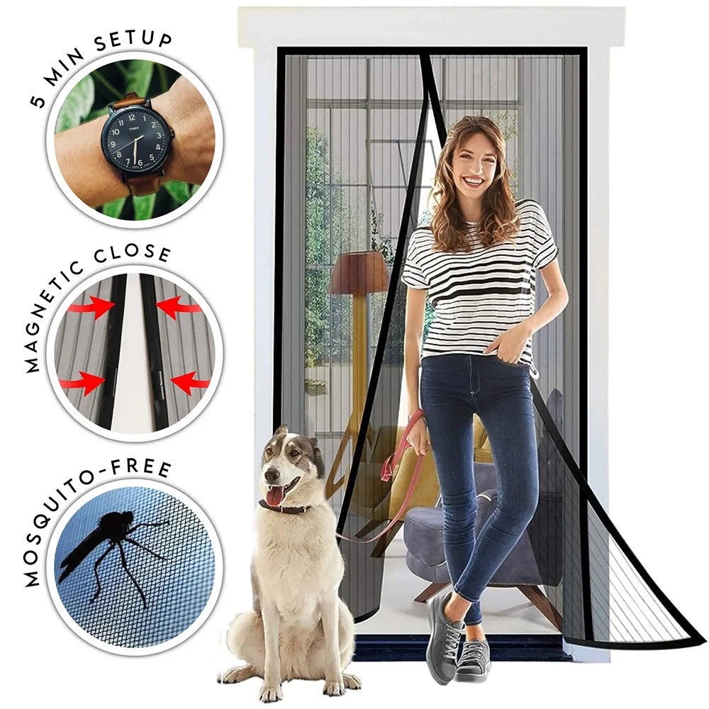 Mosquito Door Net Mesh Screen for Patio (Hands-Free Magnetic Closure)