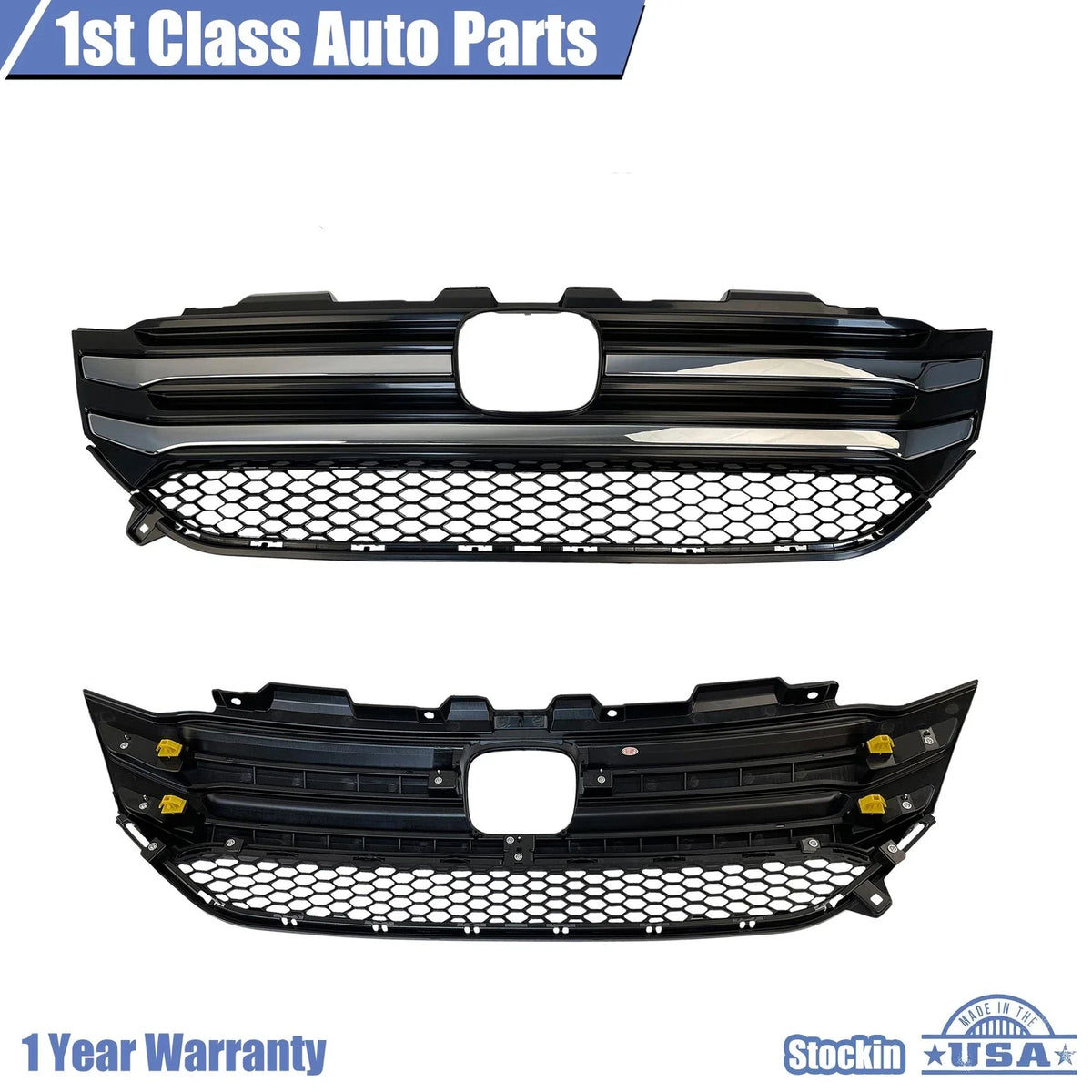Front Upper Bumper Grille with Chrome Trim for Honda Pilot (2016–2018)