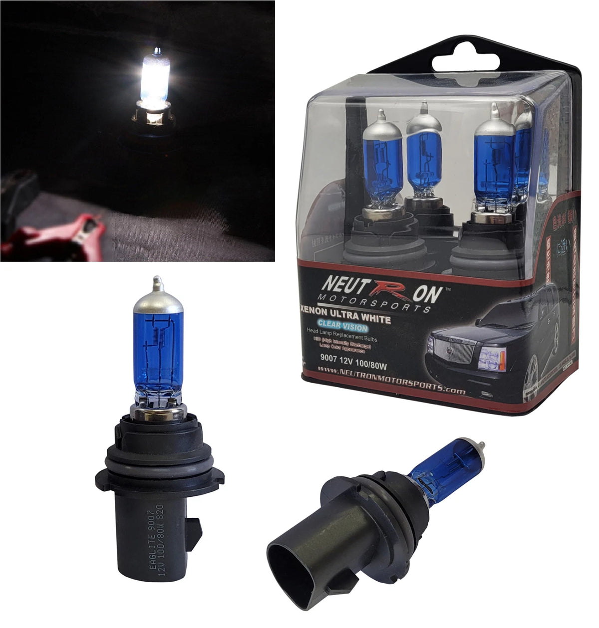9007 HB5 100W Halogen Xenon Headlight Bulbs for Various Vehicles