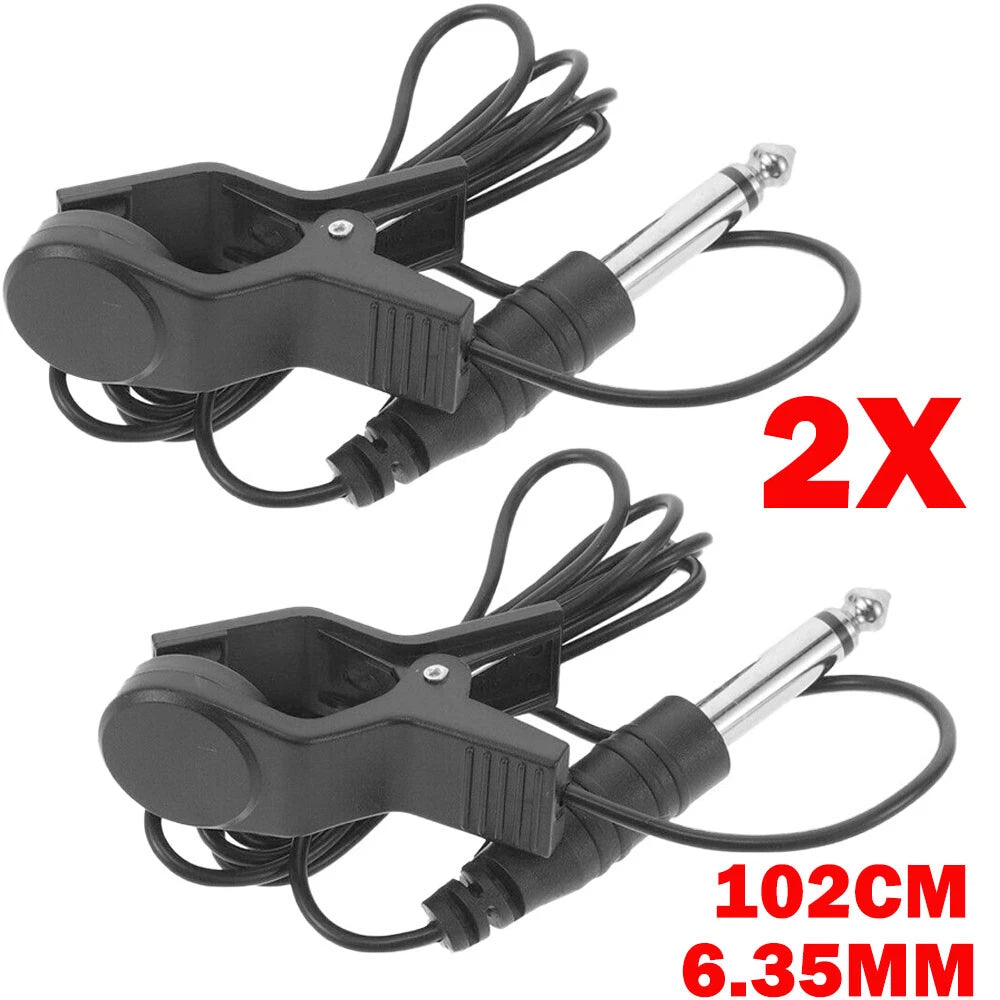 2X Black Universal Guitar Acoustic Clips for Piezo Contact Microphone