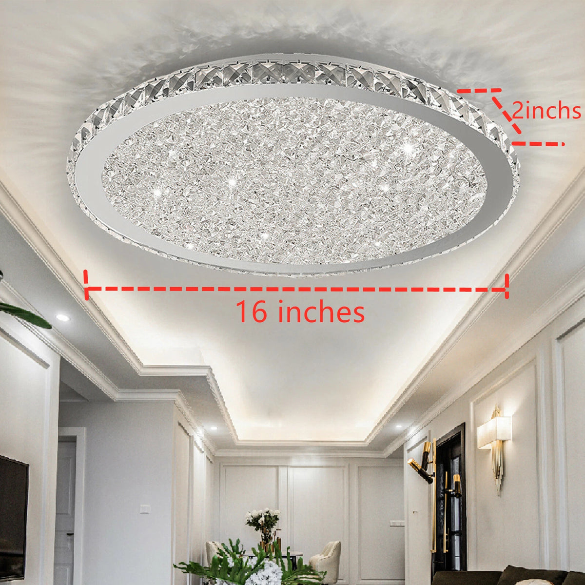 30W Modern Crystal LED Ceiling Light Fixture for Home Decor