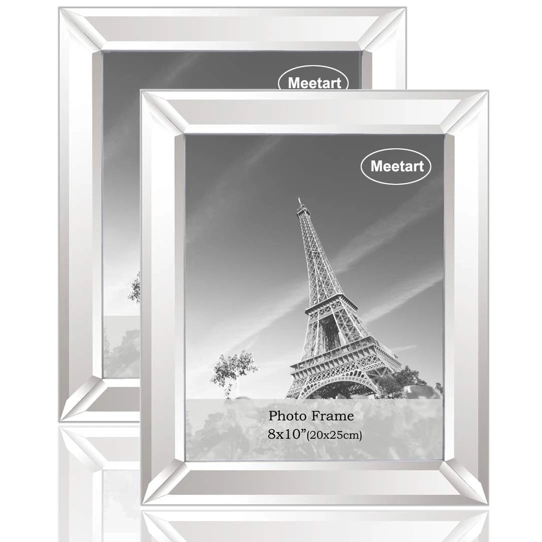 2X Silver Mirror Photo Frame 8x10 inch Set for Home Decor