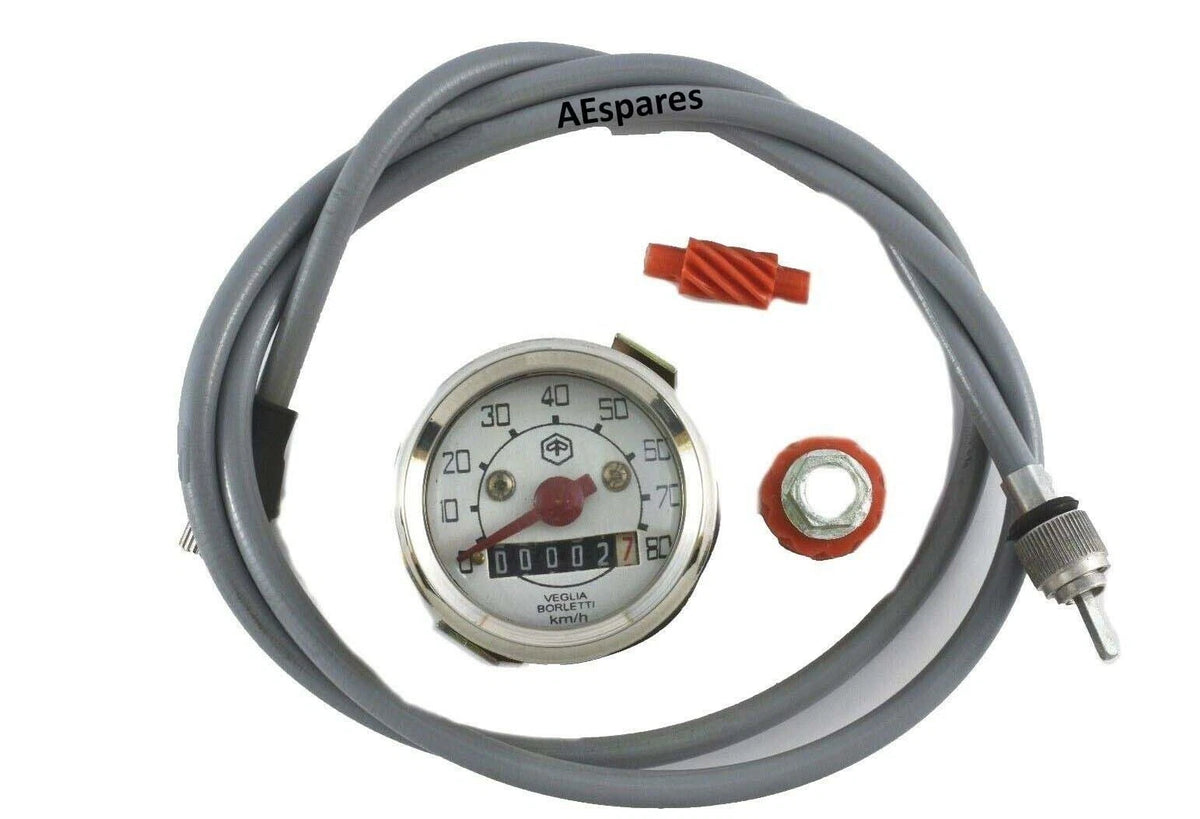Tacho Set for Vespa V50 N9 Special (80 Km/h Odometer & Cable)