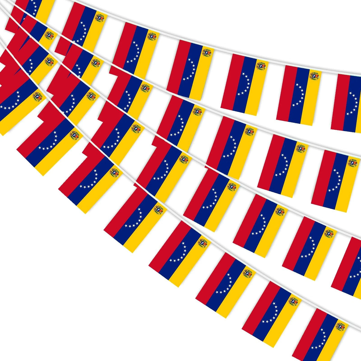 30 Pcs Venezuela String Flags for National Day (5.5x8.3 Inch)