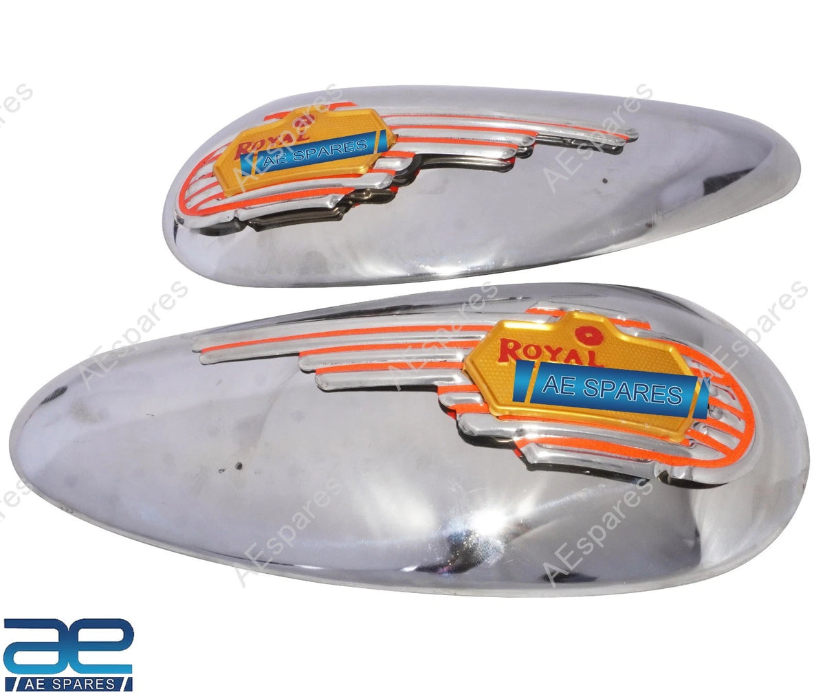 Petrol Tank Side Panel Plate with Monogram Badge for Royal Enfield Bullet