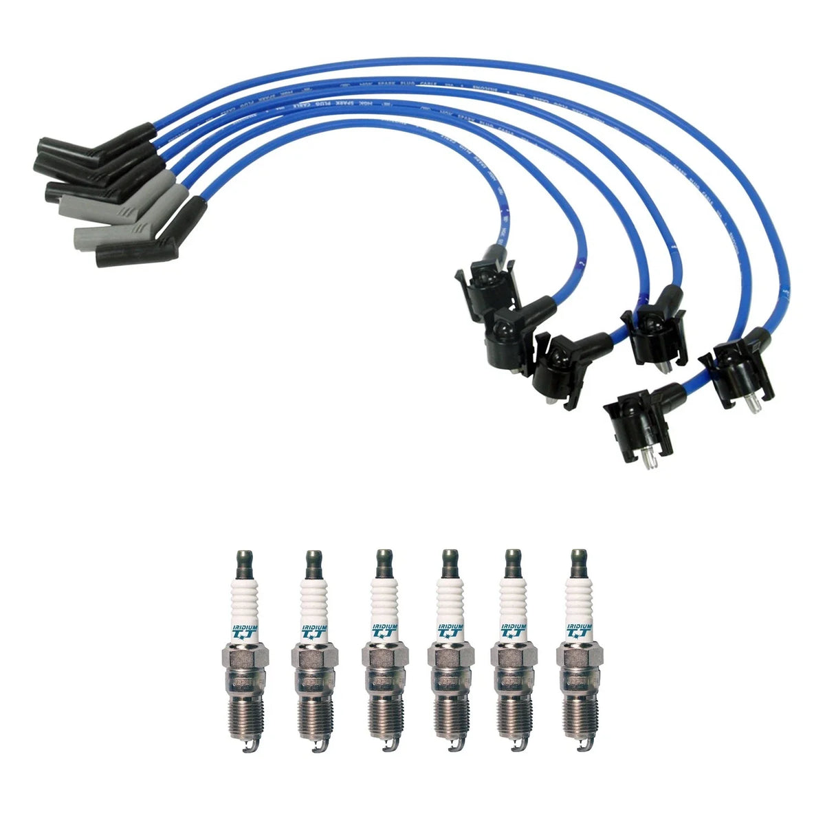 NGK 8mm Wire Set & Denso Iridium Spark Plug Kit for Ford Ranger Mazda B3000 (1998–2006)