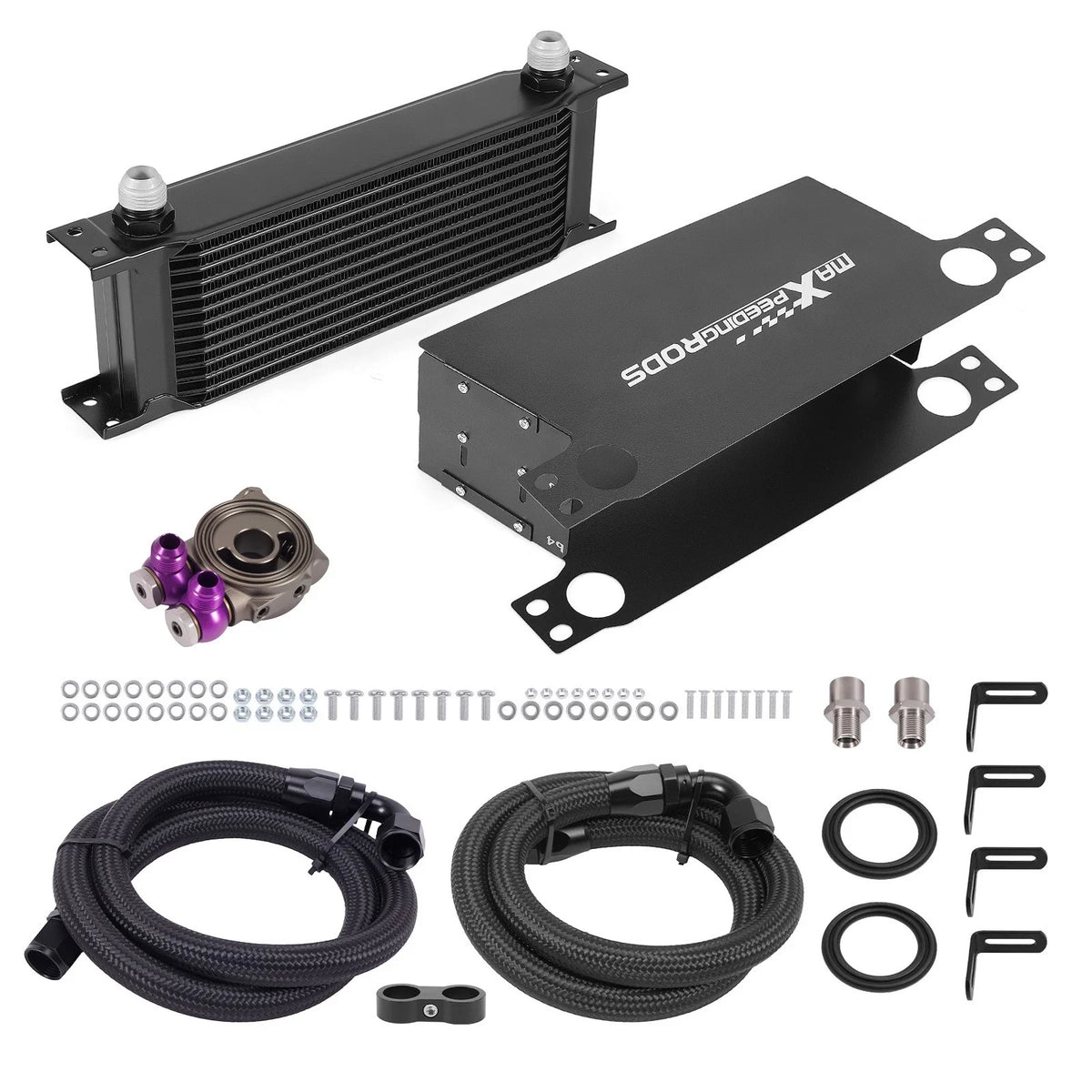 Universal 13 Row Transmission Oil Cooler 10AN with Filter Adapter Hoses