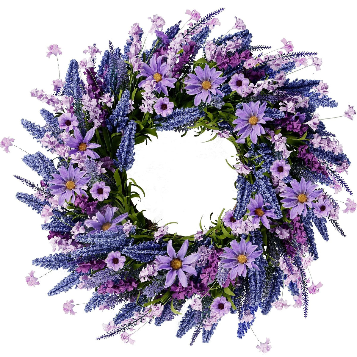 22 Inch Lavender Wreath for Front Door - Purple Daisy Spring Summer
