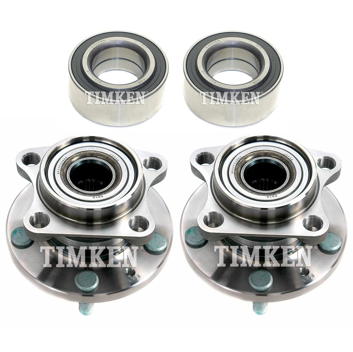 Front and Rear Wheel Bearing & Hub Assembly Kit for Mazda CX-9 (2007–2015)