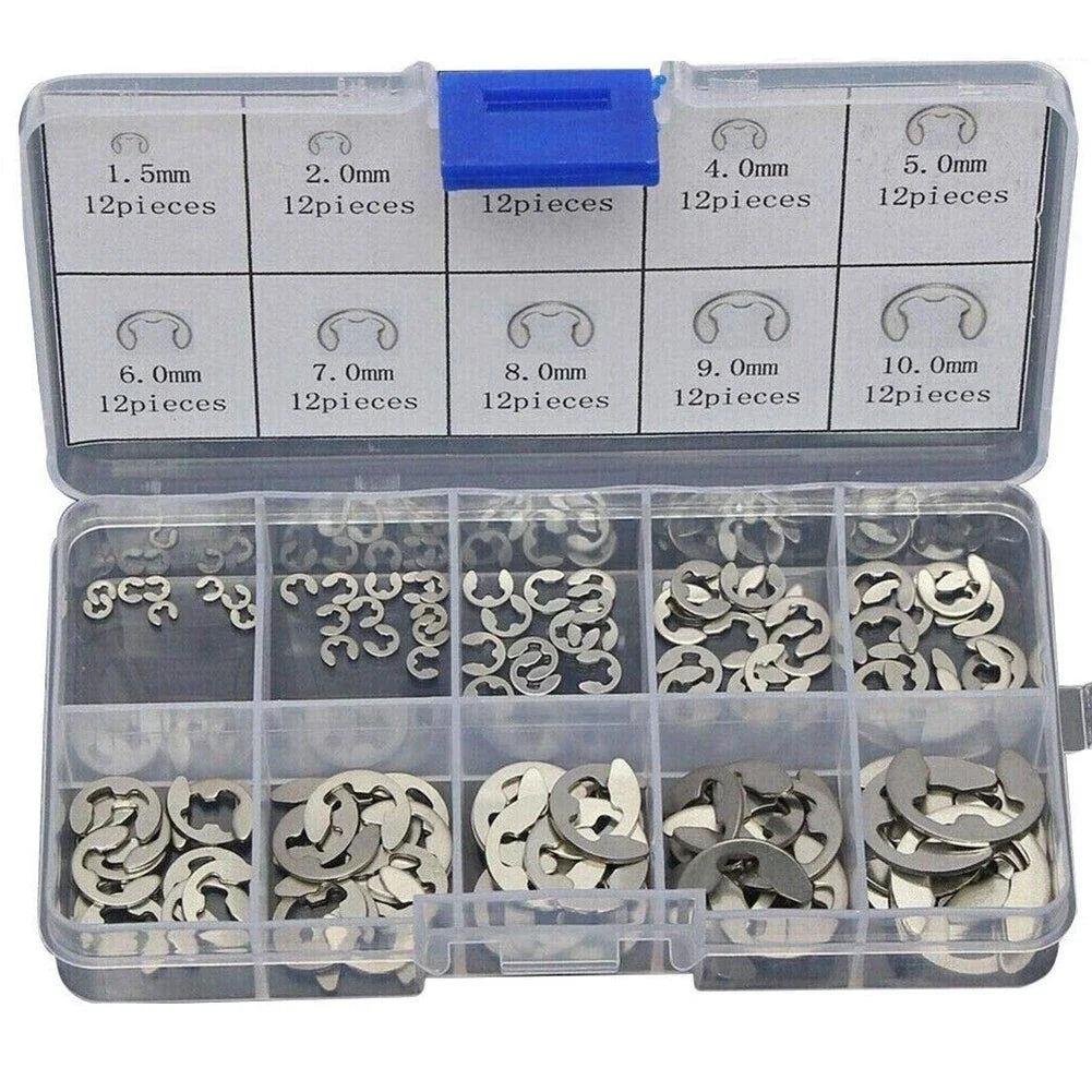120 Clips C Circlips Retaining Ring Assorted Stainless Steel 1.5mm-10mm