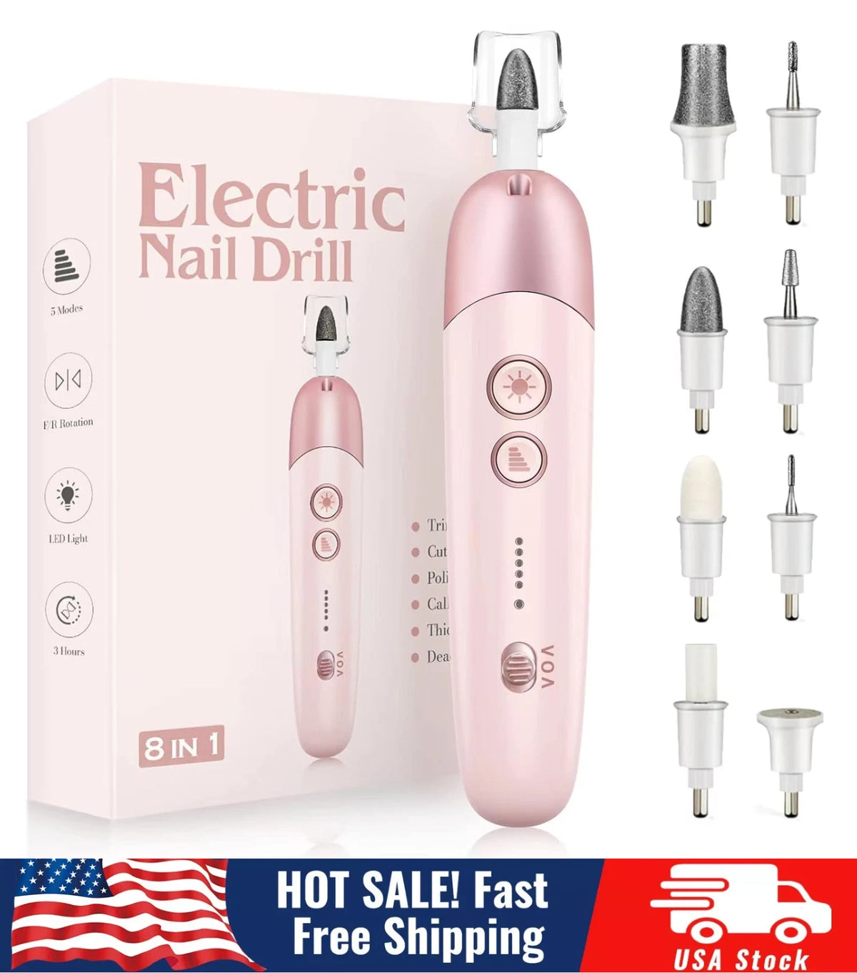 Professional Nail Drill Machine Kit - Portable Wireless Electric Nail Drill