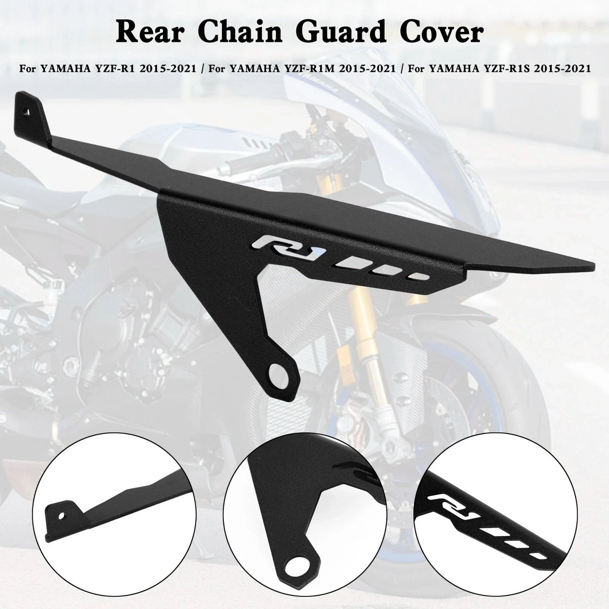 Rear Sprocket Chain Guard Cover for Yamaha YZF R1 R1M R1S (2015–2021) Black