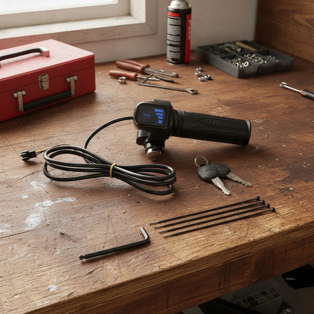 Electric Bike Full Grip Throttle with Battery Display for Right Handle