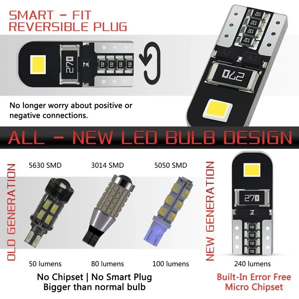 Set of 2 T10 168 194 LED Light Bulbs for Interior/License Plate (6000K)