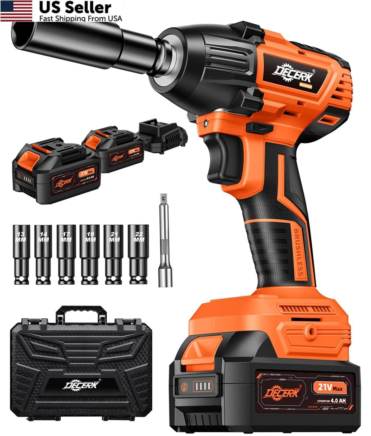 2X Compact Impact Wrench for Universal Use (400Nm, Two Batteries)