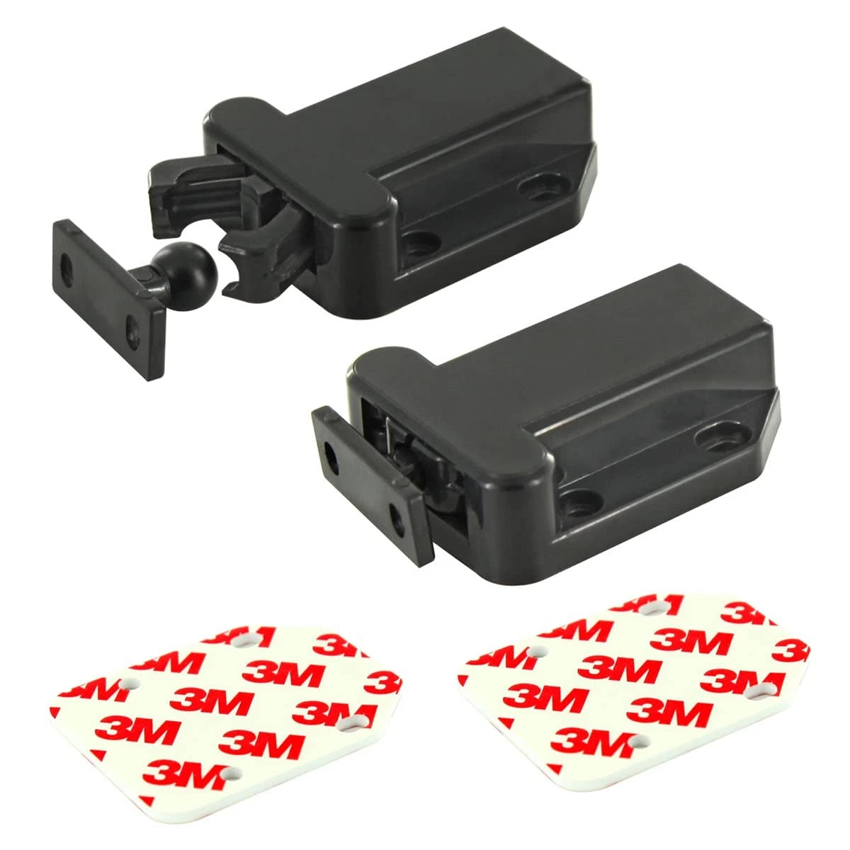 2X Push Latch Cabinet Latches with Rebound Self-Locking Device - Black